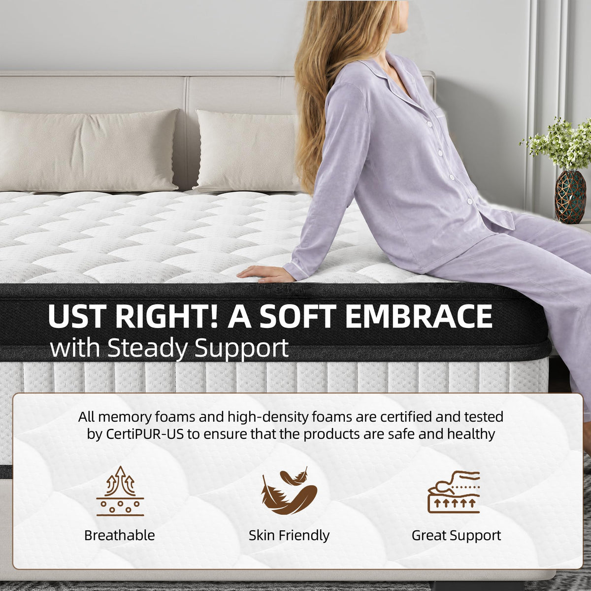 12 Inch Medium Firm Memory Foam Pocket Spring Hybrid Mattress G203