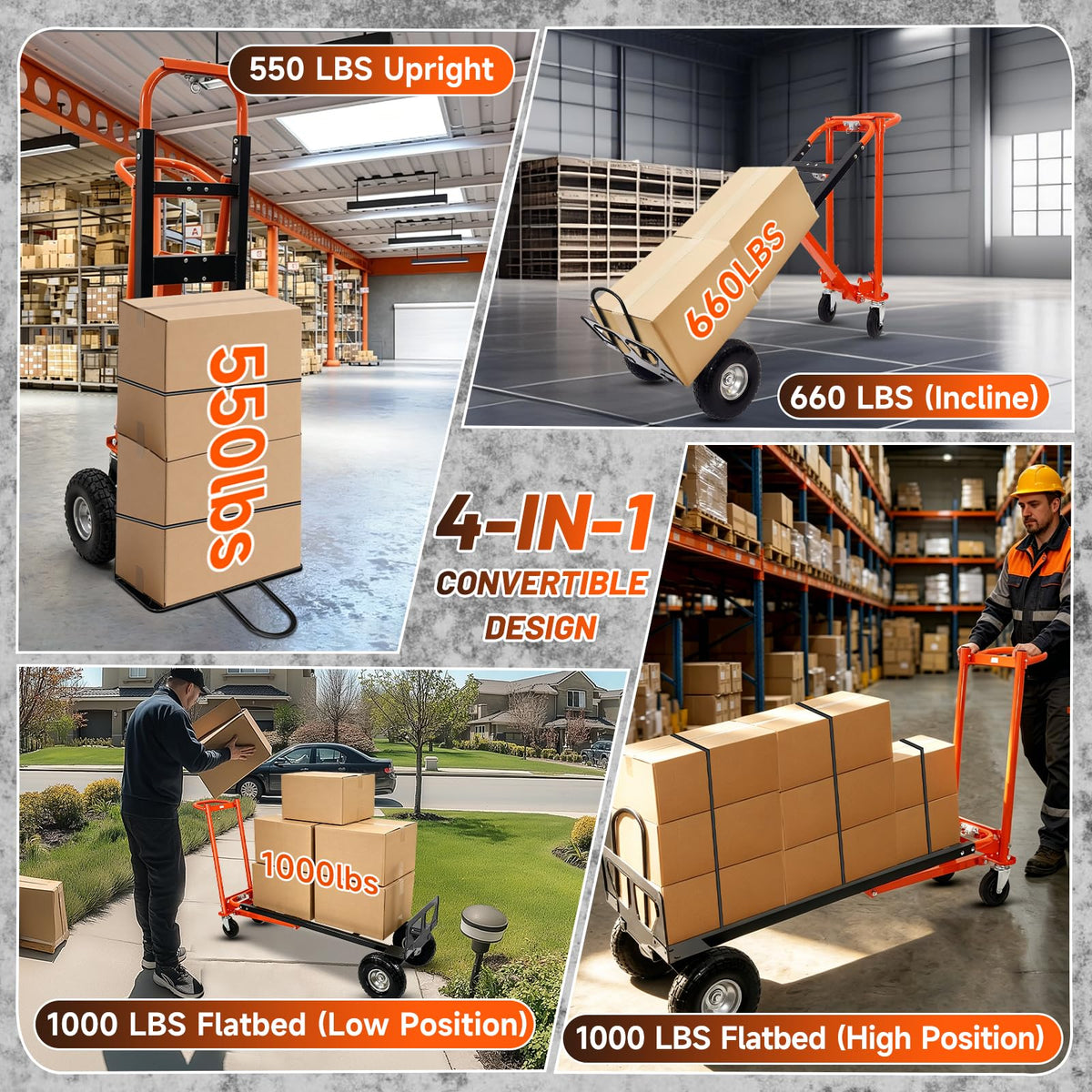 Heavy Duty Convertible Hand Truck with Wheels E30792