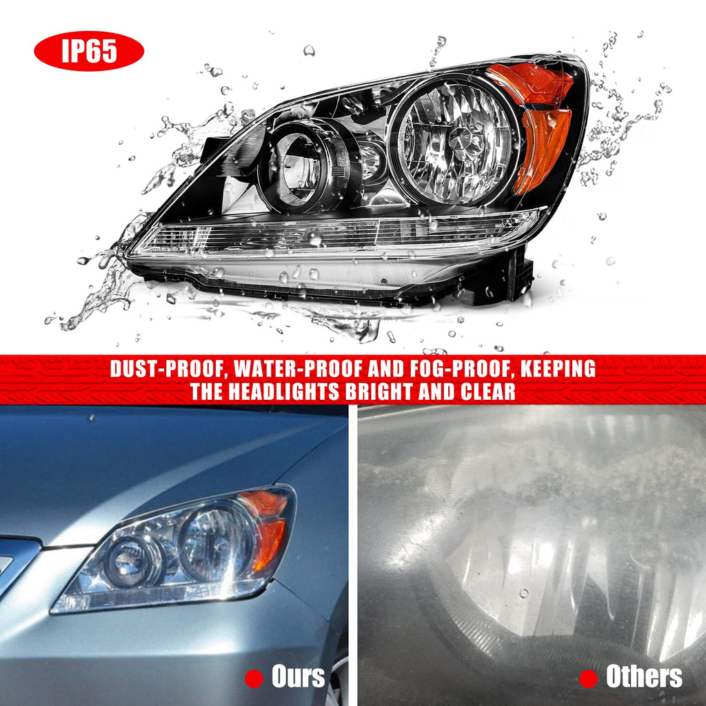 Black Housing Amber Reflector Headlight Assembly Pair R947