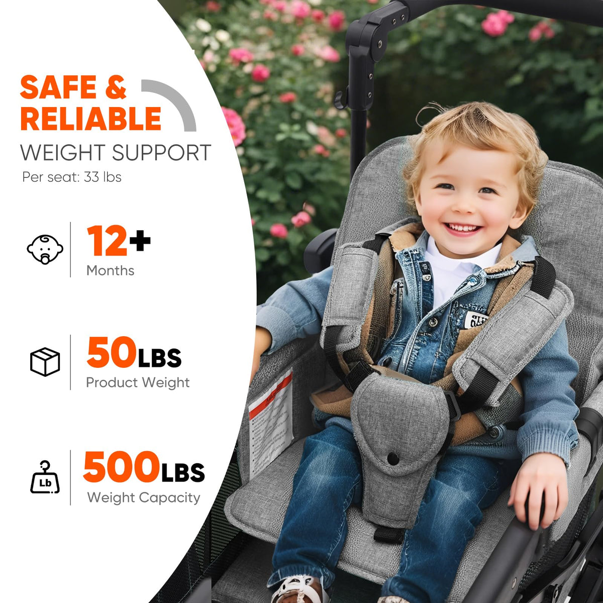 4-in-1 Wagon Stroller with Convertible Seats and Canopy S25919