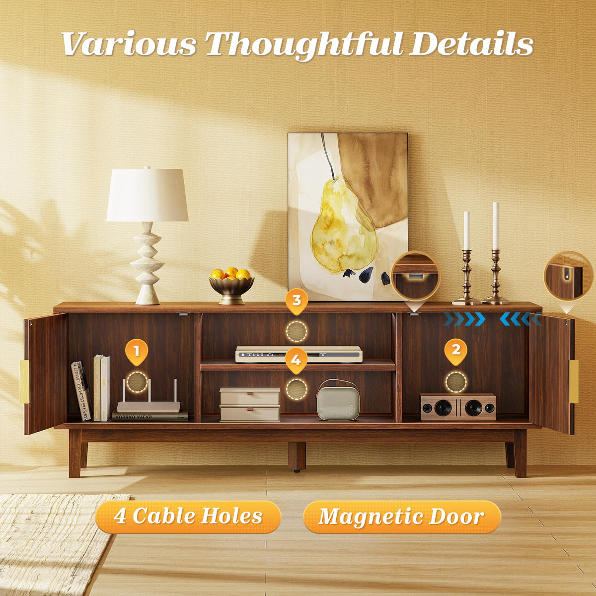 54 Inch Fluted TV Stand with Storage F53642