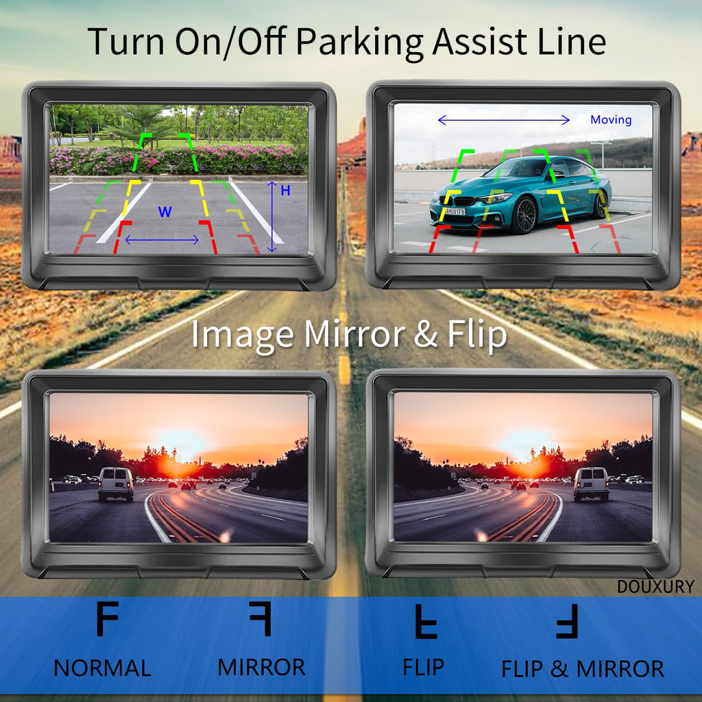 Solar Magnetic Wireless Backup Camera with 5" 1080P Monitor H6575