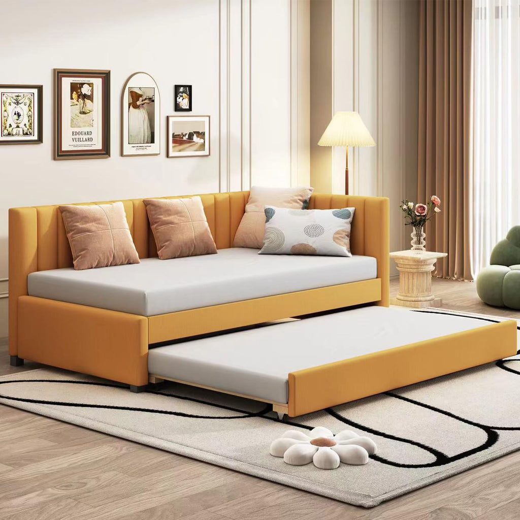 Twin Size Linen Upholstered Daybed with Trundle S545