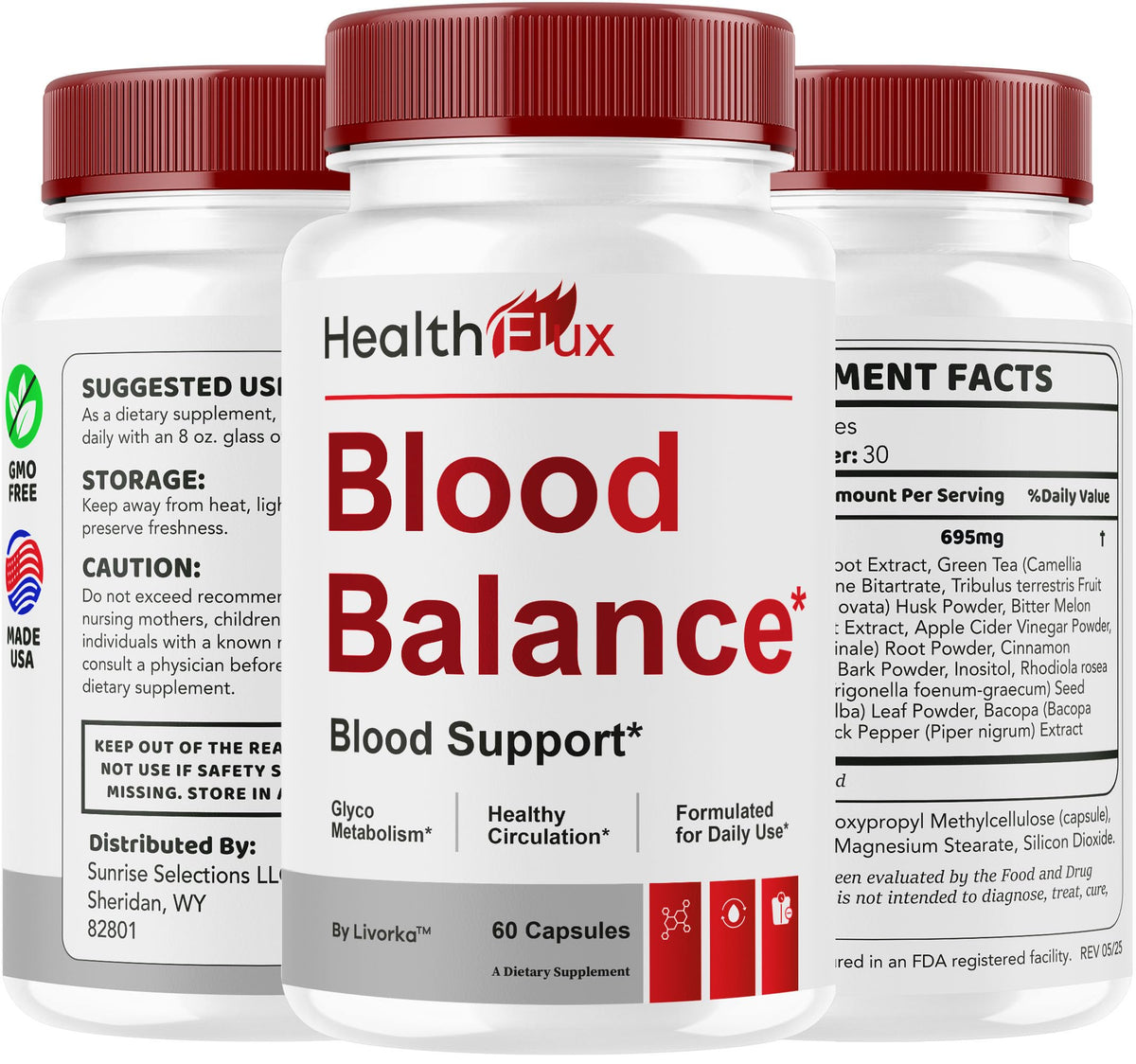 Health Flux Support Supplement Capsules 180 Capsules G121917