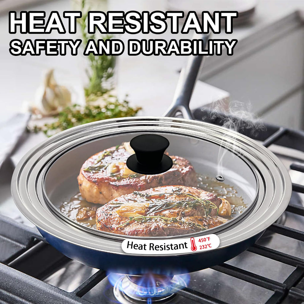 13 Inch Stainless Steel and Tempered Glass Pan Lid B233