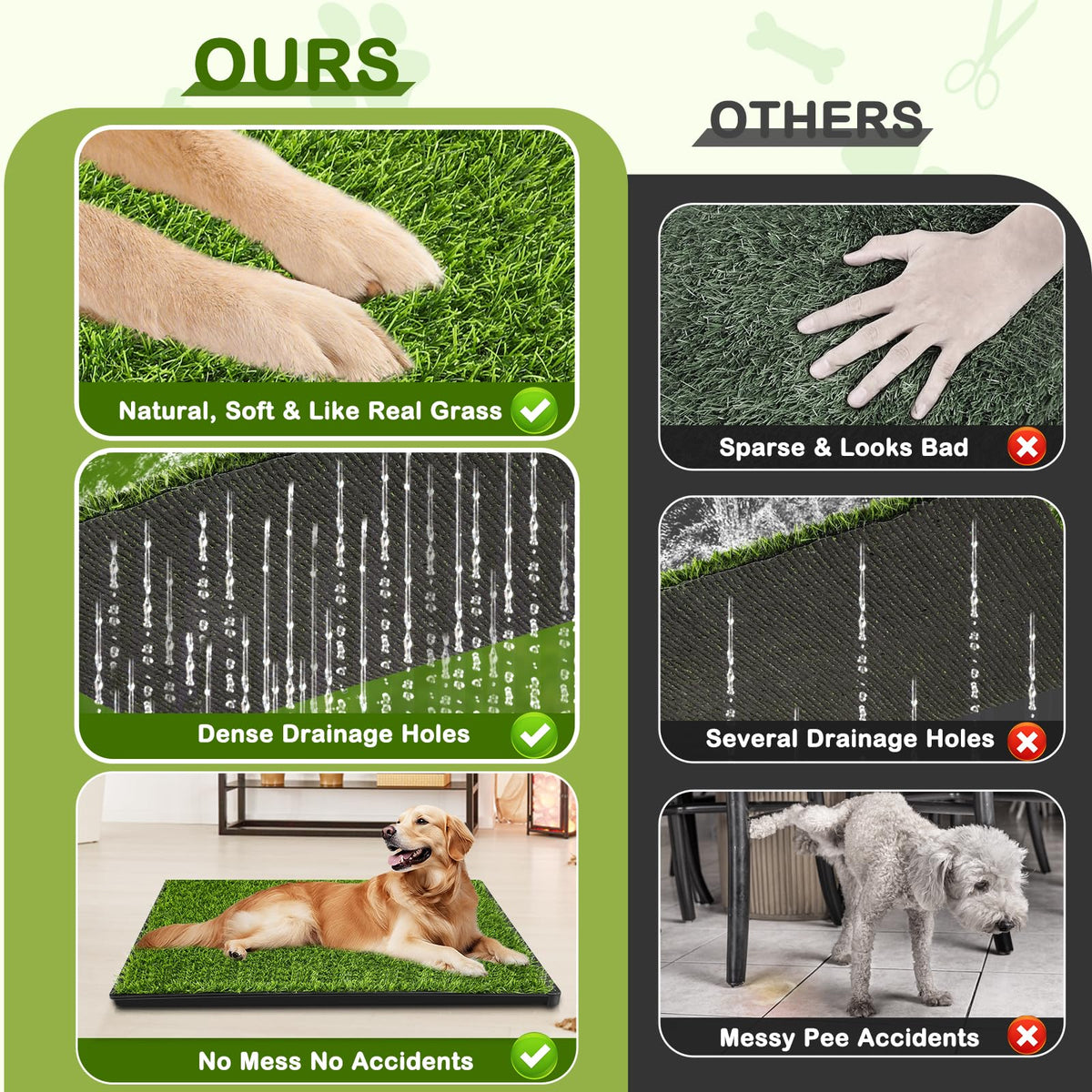 23''X17'' Artificial Turf Dog Grass Pad with Tray X7382