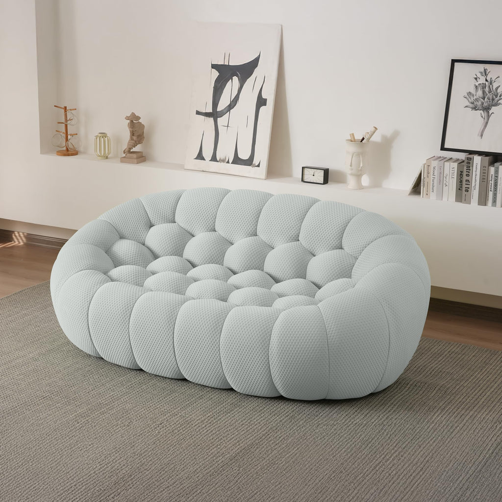 Light Grey Curved Upholstered Sofa E502855