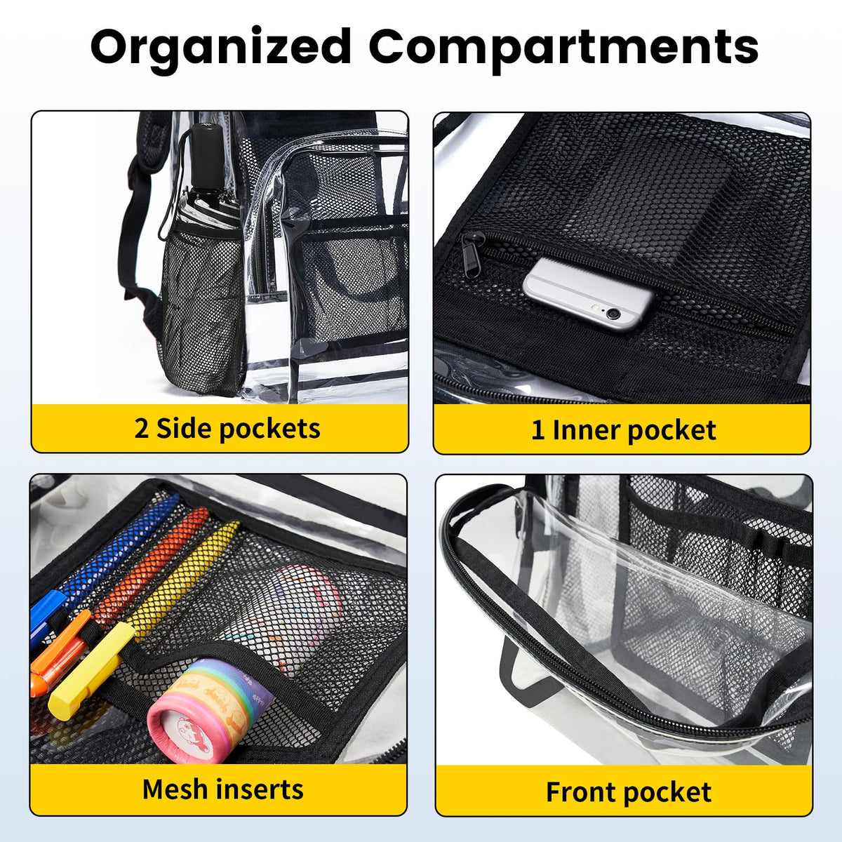 Clear Heavy Duty Black Backpack G66751