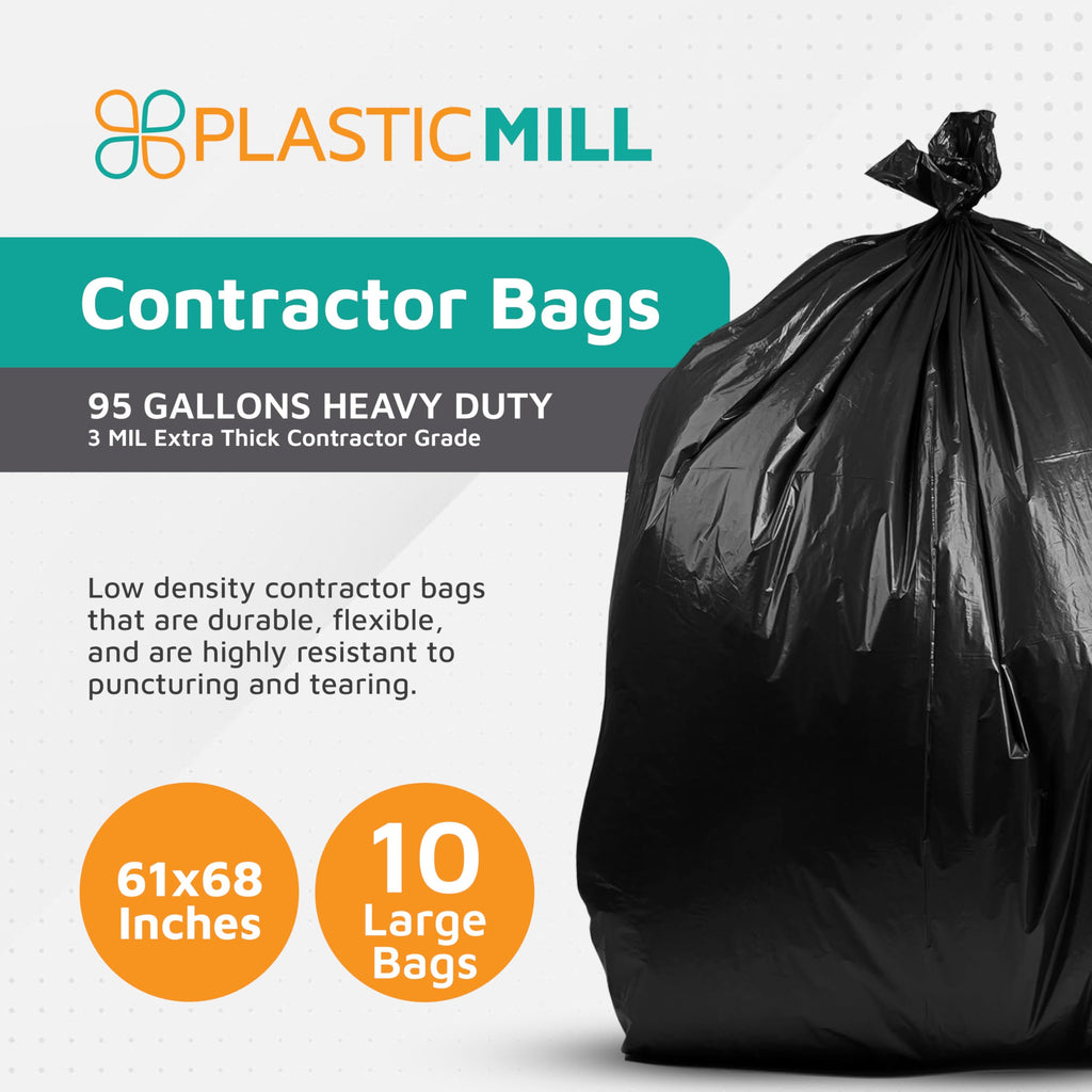 95-Gallon Black Heavy Duty Contractor Bags 10-Count C2892