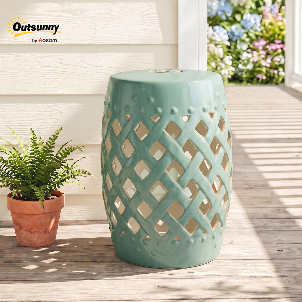 Ceramic Garden Stool Outdoor Stool Green E21059