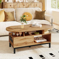 47" Oval Wood Coffee Table with Storage K462362