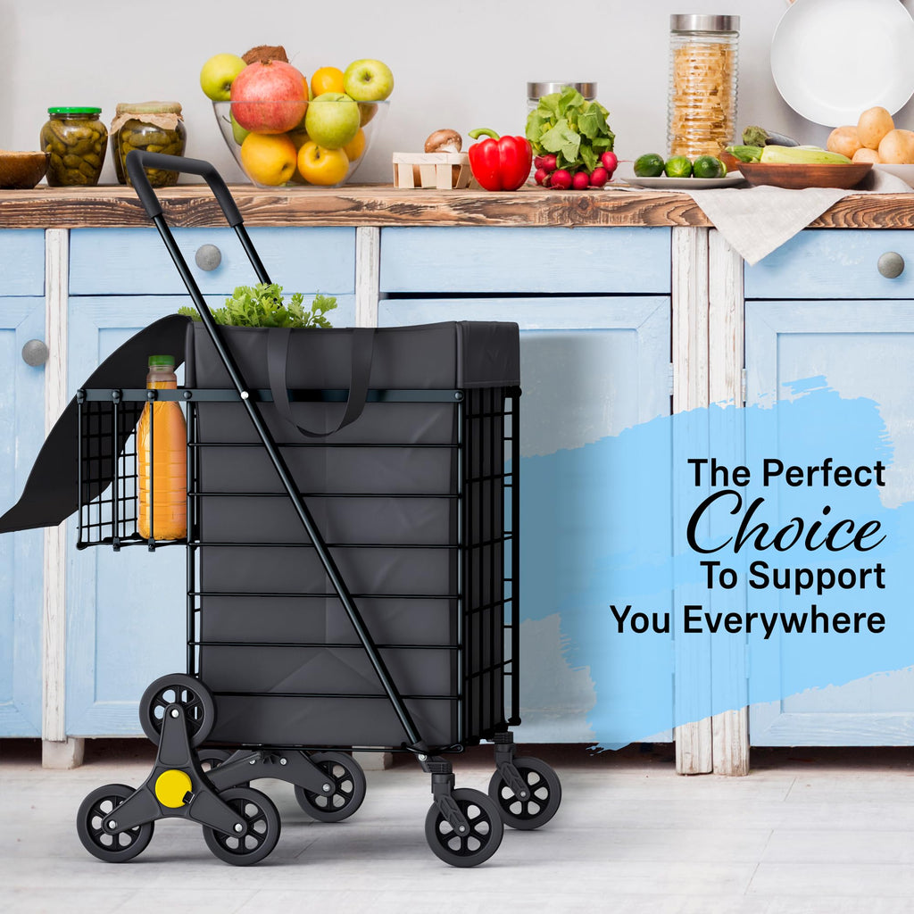 Foldable Lightweight Shopping Cart with Swivel Wheels & Basket Liner V2117