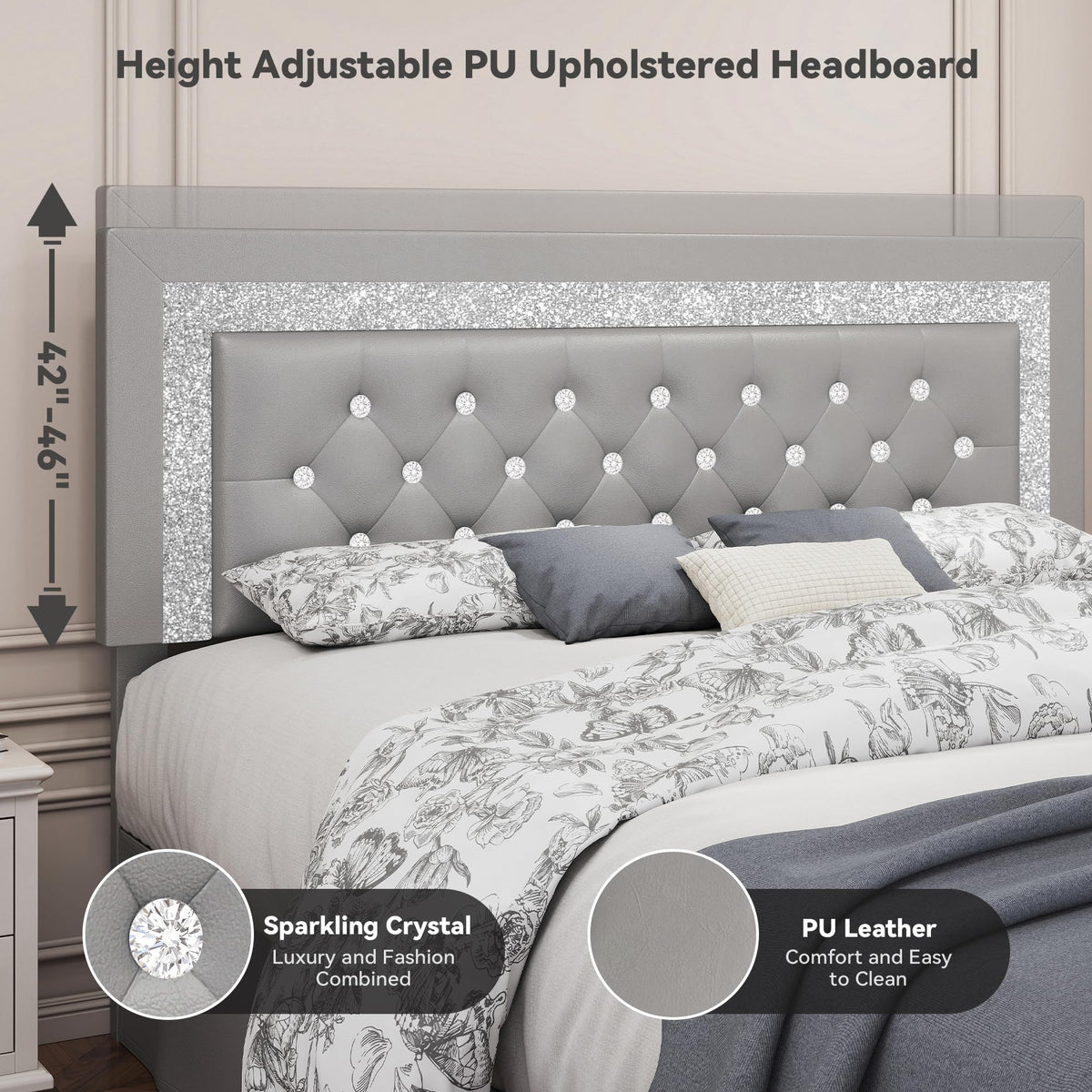 Twin LED Bed Frame with Adjustable Headboard V4447