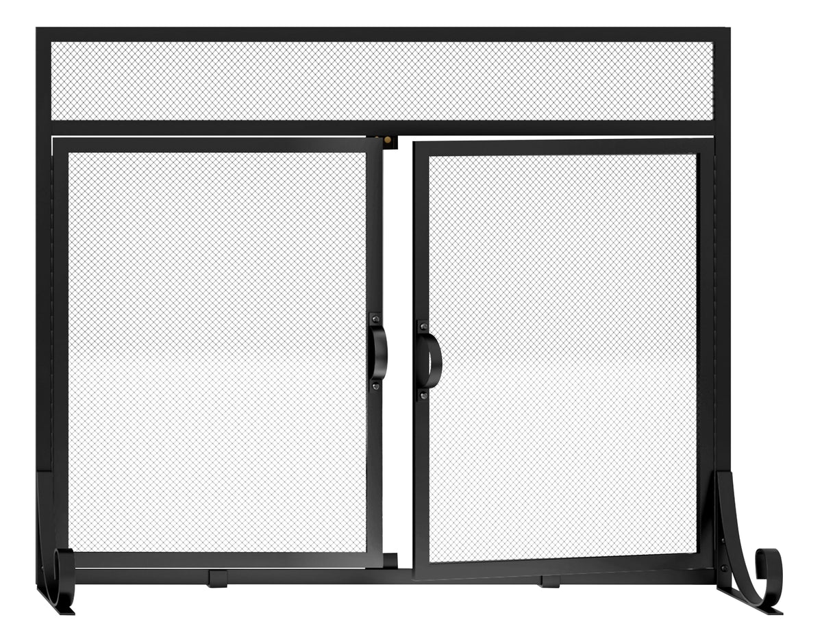 Heavy Duty Steel Mesh Fireplace Screen with Double Doors E6374