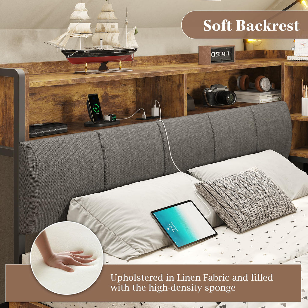 Full Size Corner Bed Frame with Storage and Drawers E787