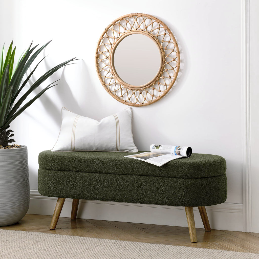 Oval Storage Bench with Rubber Wood Legs E11912