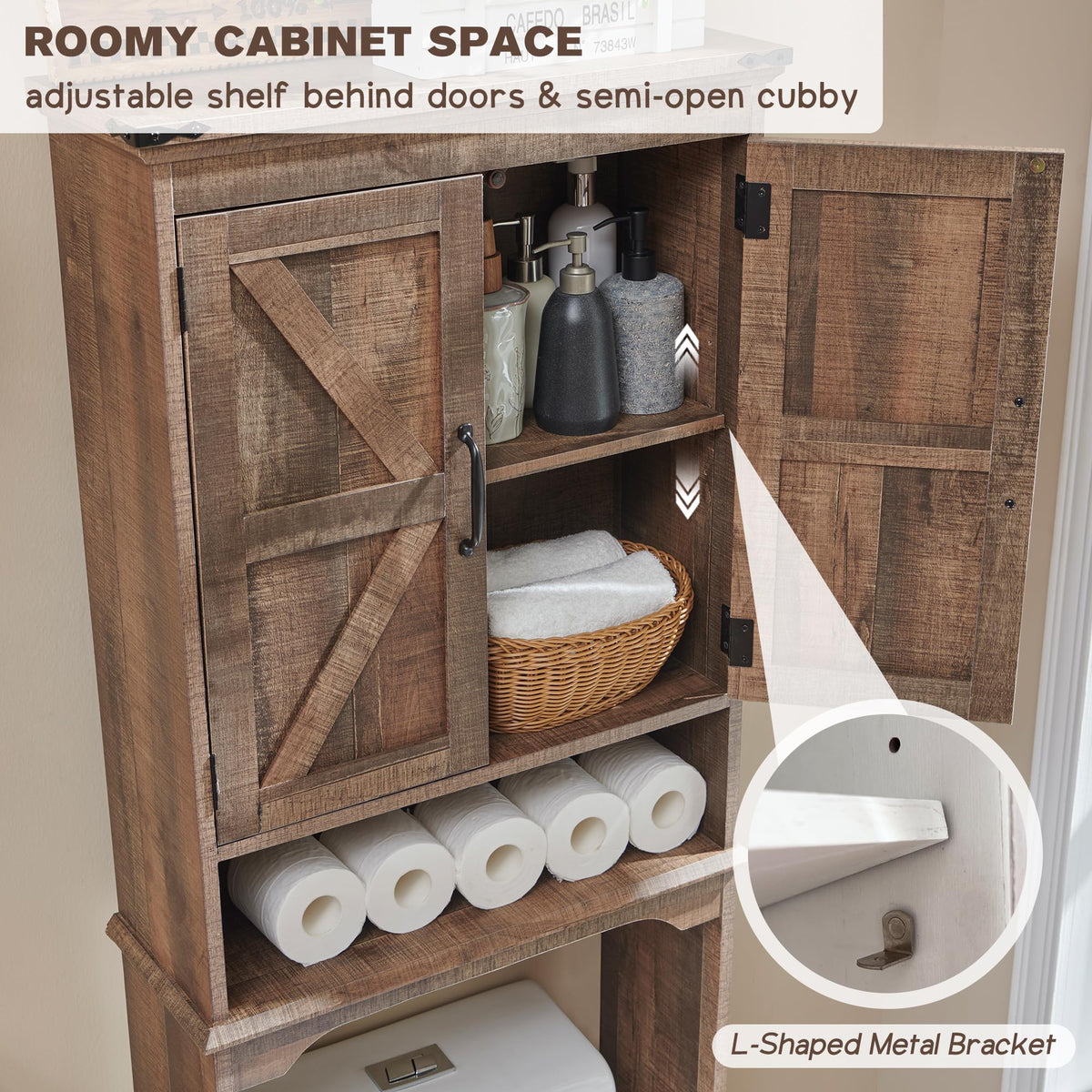 67" Over Toilet Storage Bathroom Cabinet B376658