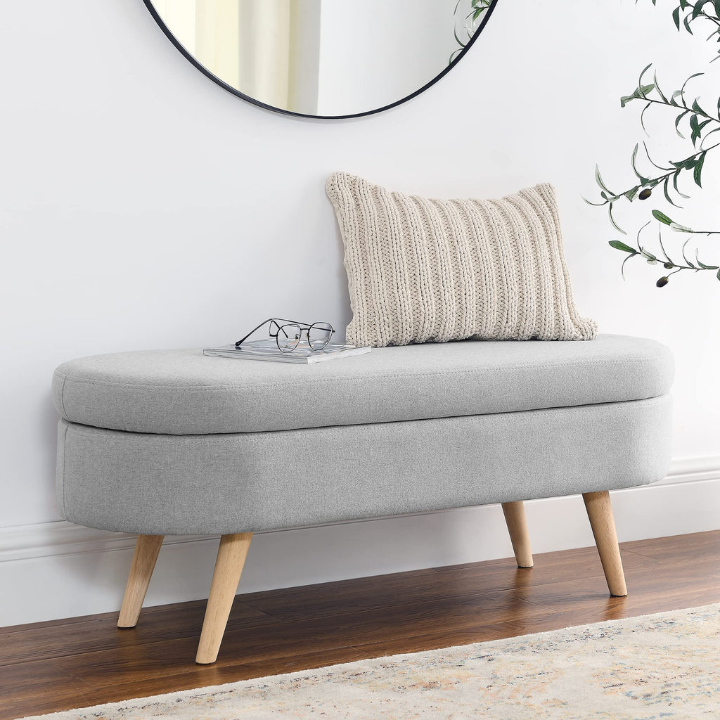 43.5" Oval Storage Bench Linen Fabric E63042