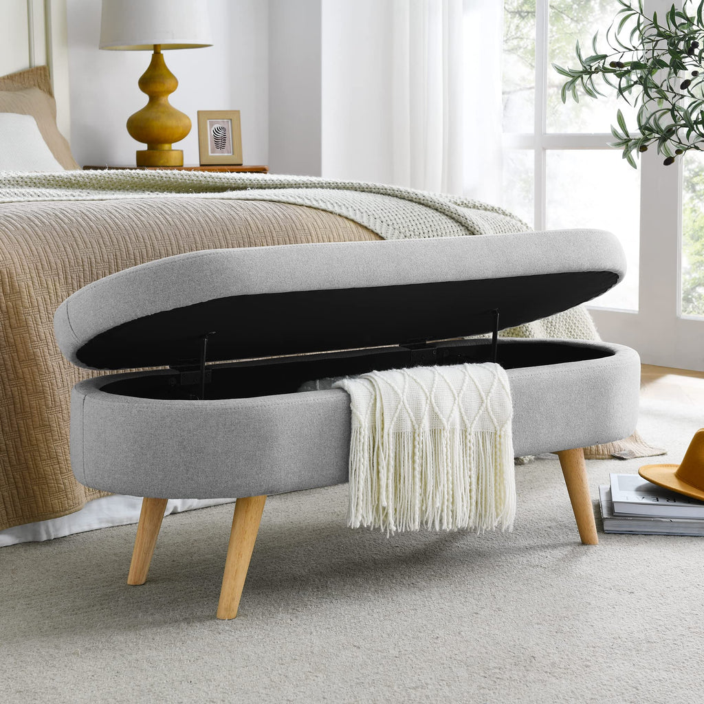 43.5" Oval Storage Bench Linen Fabric E63042