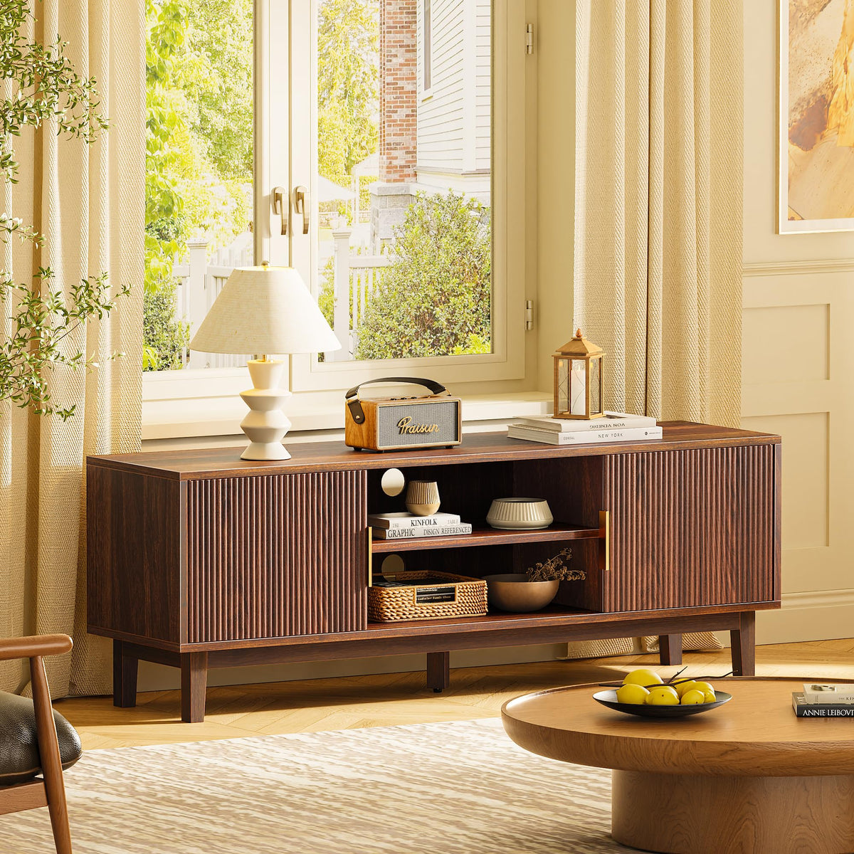 54 Inch Fluted TV Stand with Storage F53642