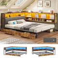 Full Size Corner Bed Frame with Storage and Drawers E787