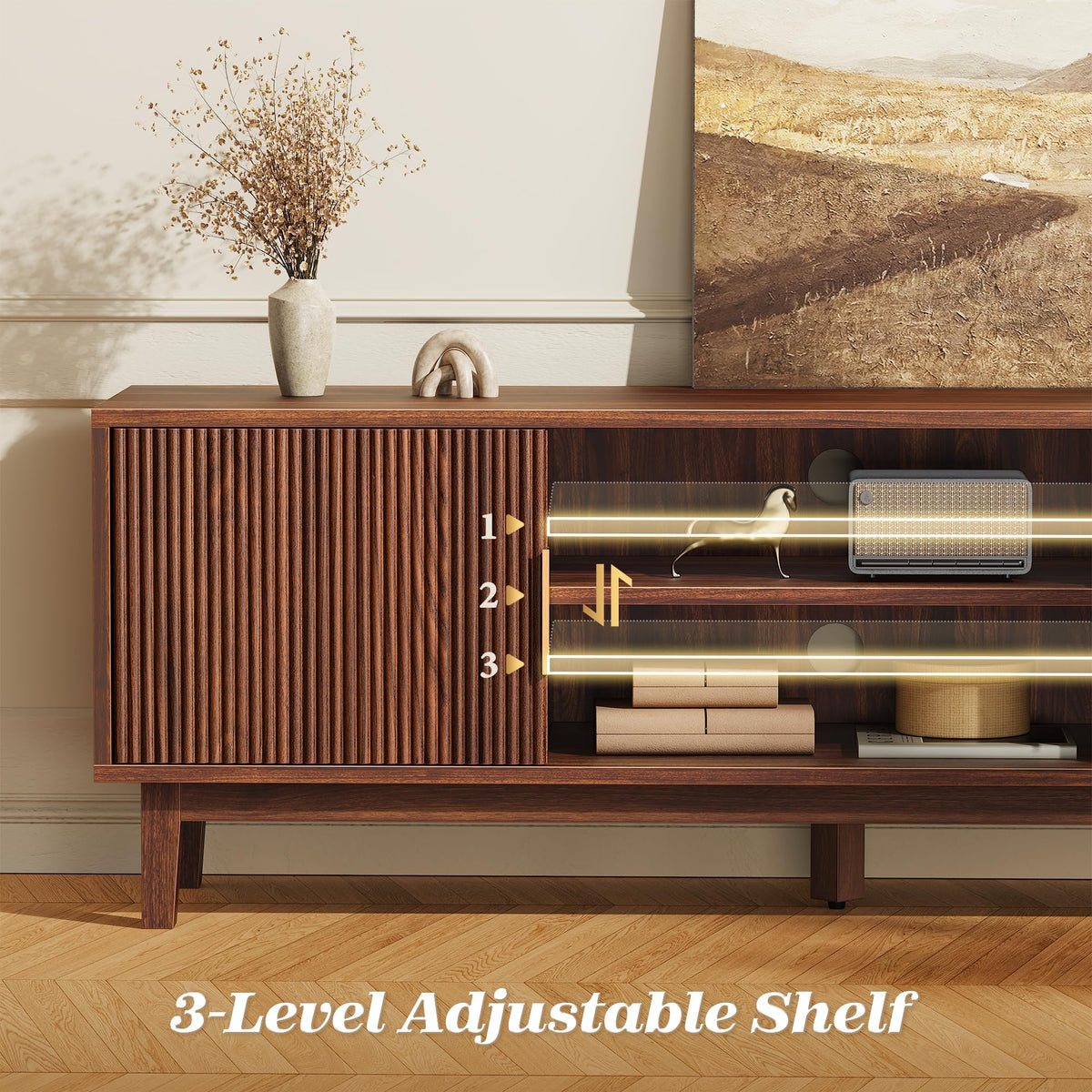 54 Inch Fluted TV Stand with Storage F53642