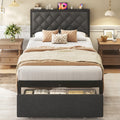 Grey Twin Bed Frame with Storage Drawer G159399
