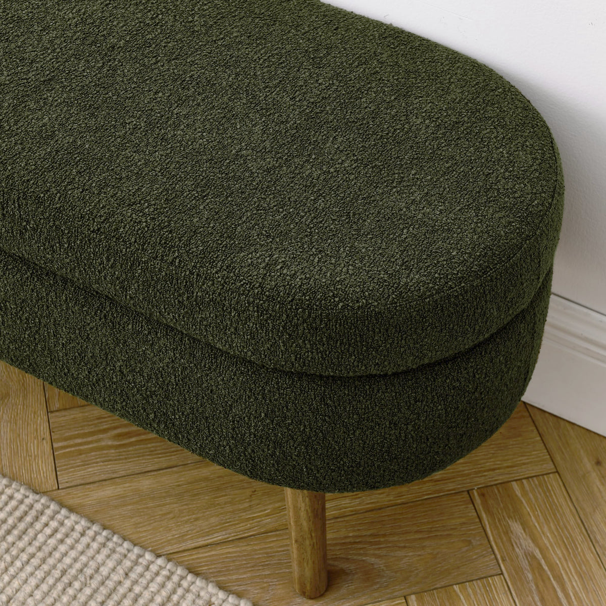 Oval Storage Bench with Rubber Wood Legs E11912