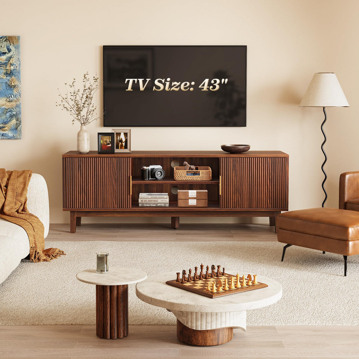 54 Inch Fluted TV Stand with Storage F53642