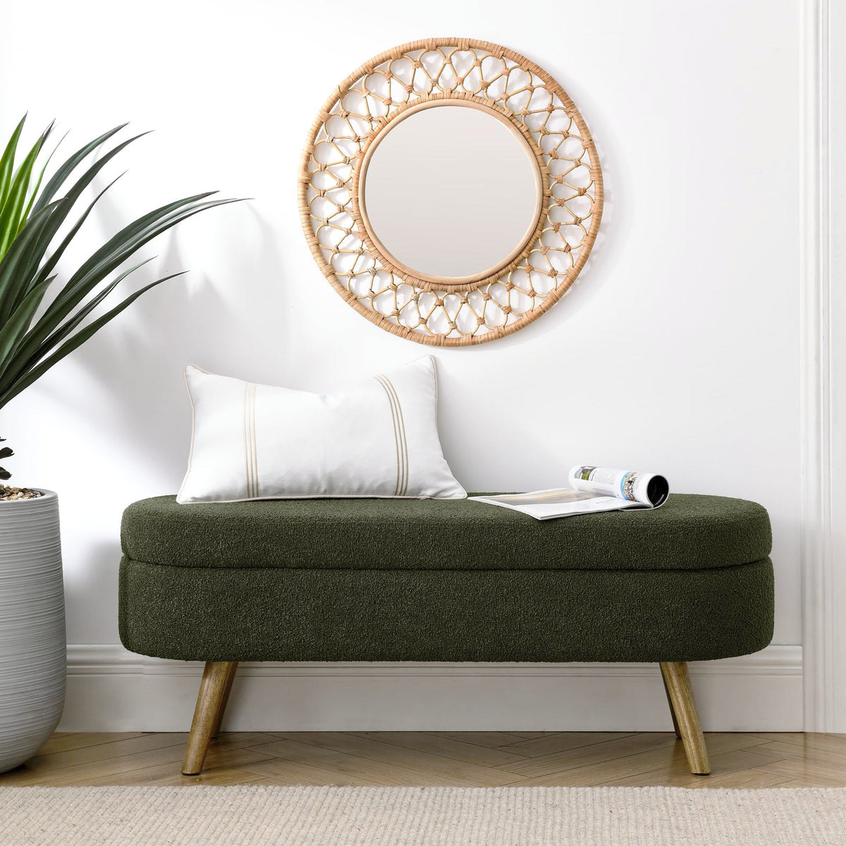 Oval Storage Bench with Rubber Wood Legs E11912