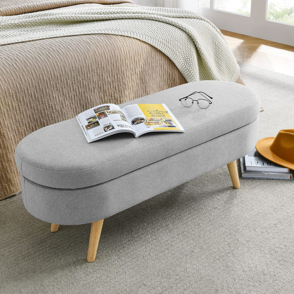 43.5" Oval Storage Bench Linen Fabric E63042