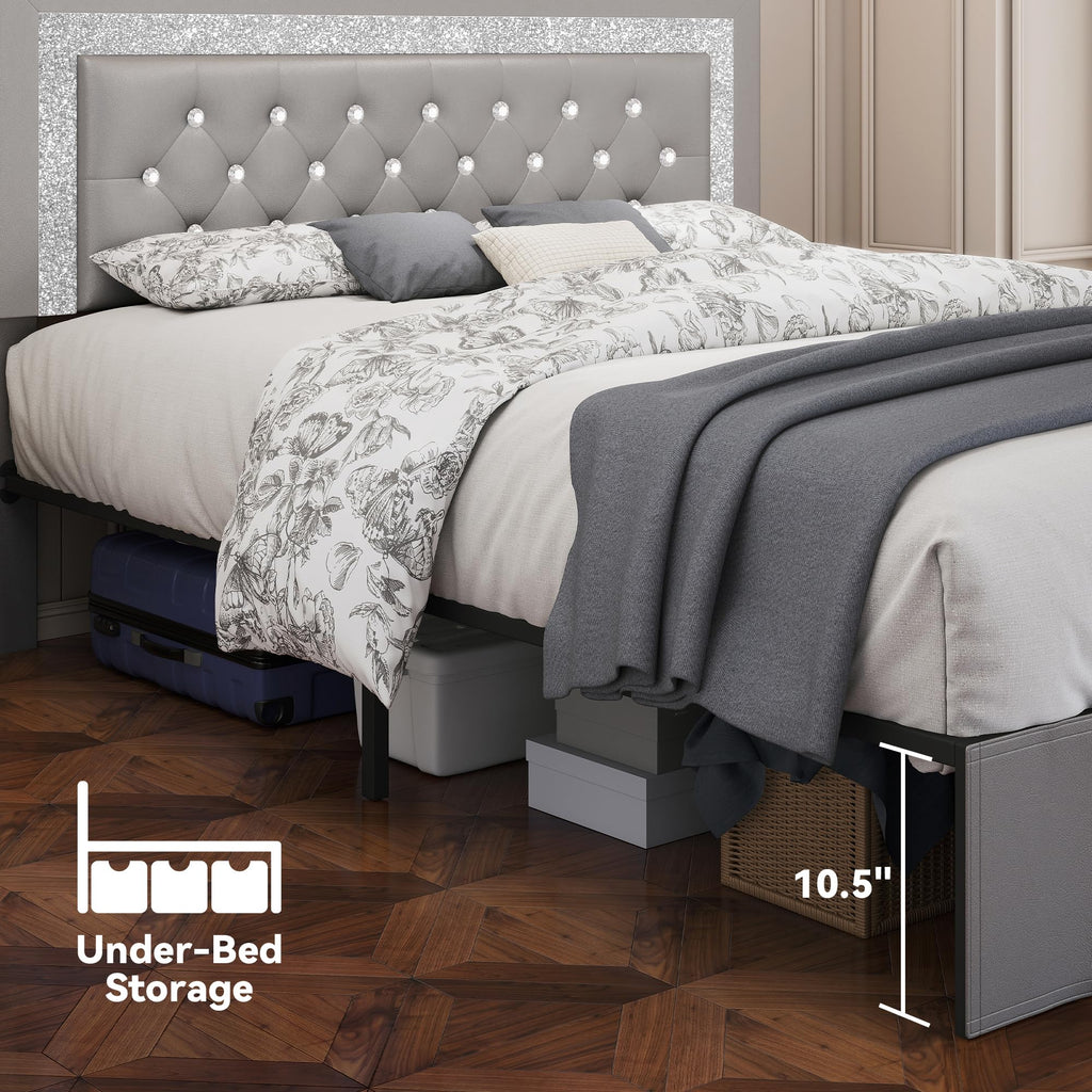 Twin LED Bed Frame with Adjustable Headboard V4447